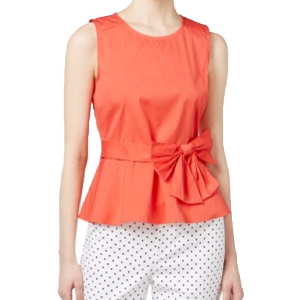 Red Sleeveless Top with Bow